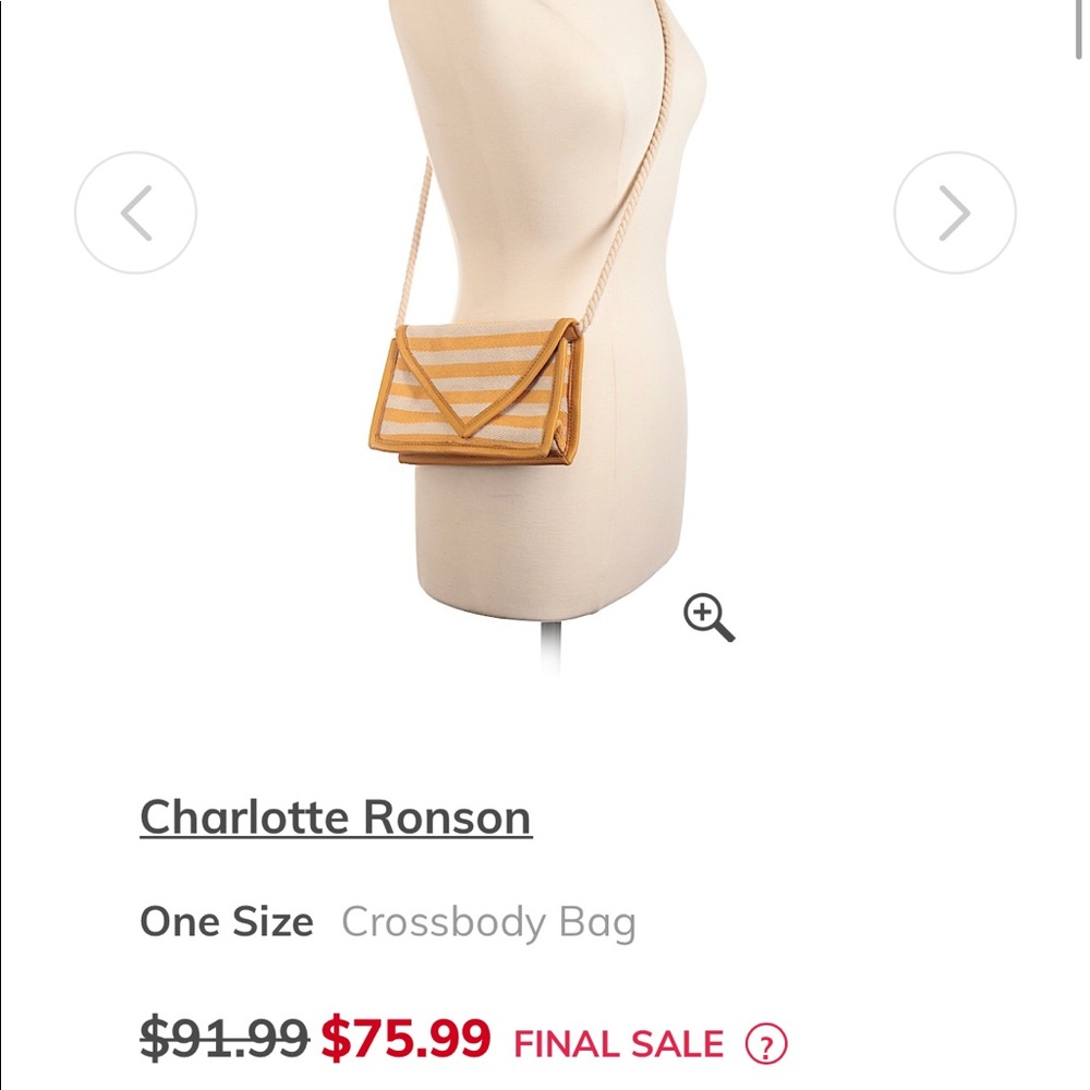 NWOT Charlotte Ronson Yellow Striped Rope Purse - Picture 3 of 8